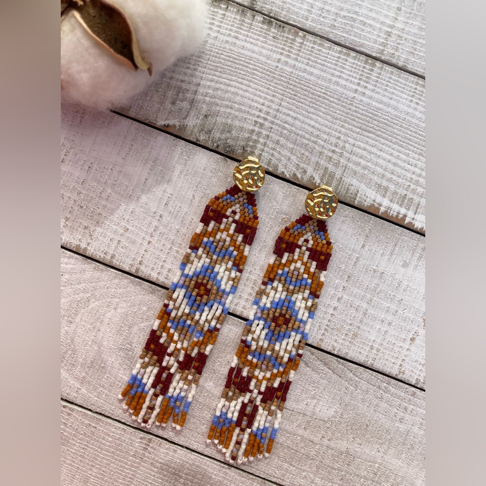 The ARROYO - beaded fringe earrings